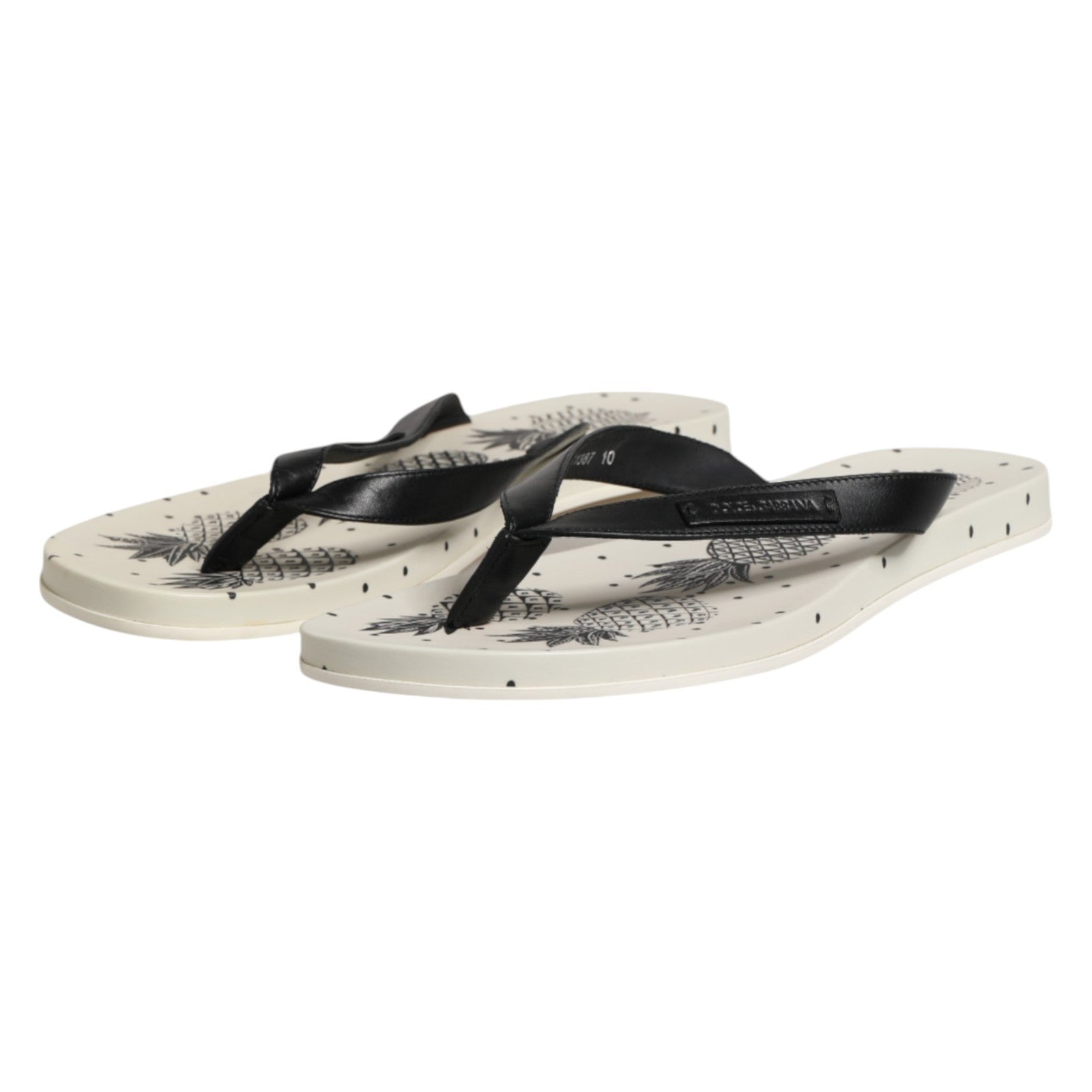 Dolce & Gabbana White Pineapple Print Slides Flip Flops Men's Shoes