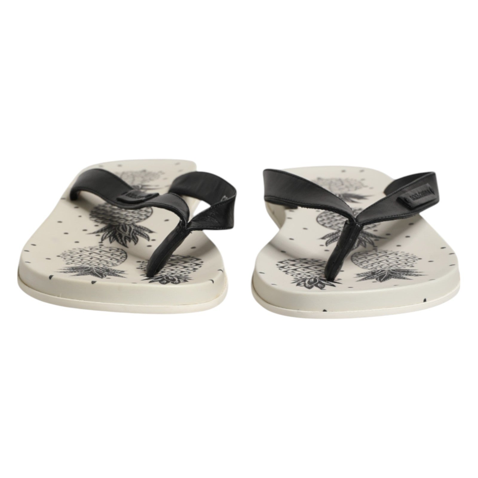 Dolce & Gabbana White Pineapple Print Slides Flip Flops Men's Shoes
