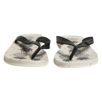 Dolce & Gabbana White Pineapple Print Slides Flip Flops Men's Shoes