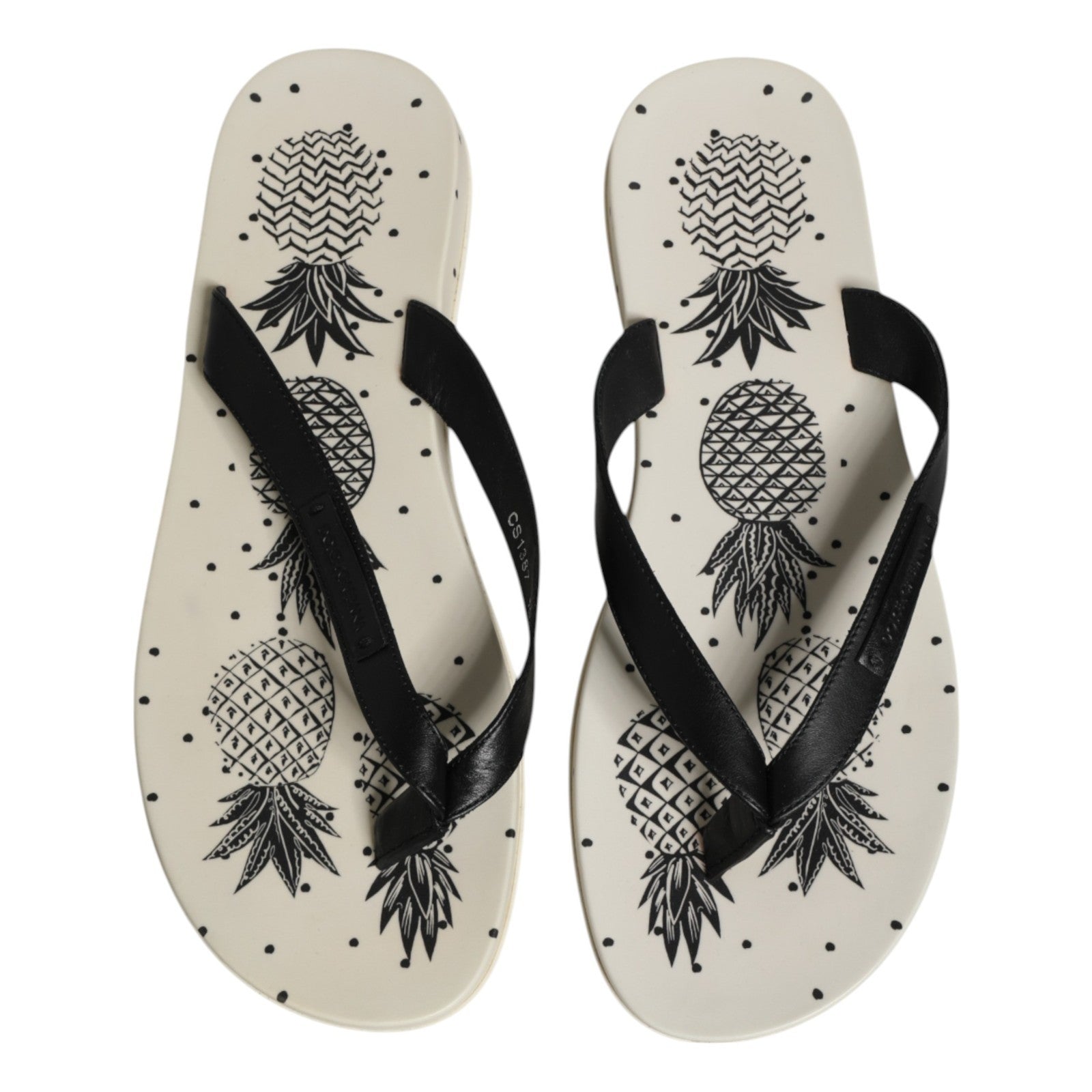 Dolce & Gabbana White Pineapple Print Slides Flip Flops Men's Shoes