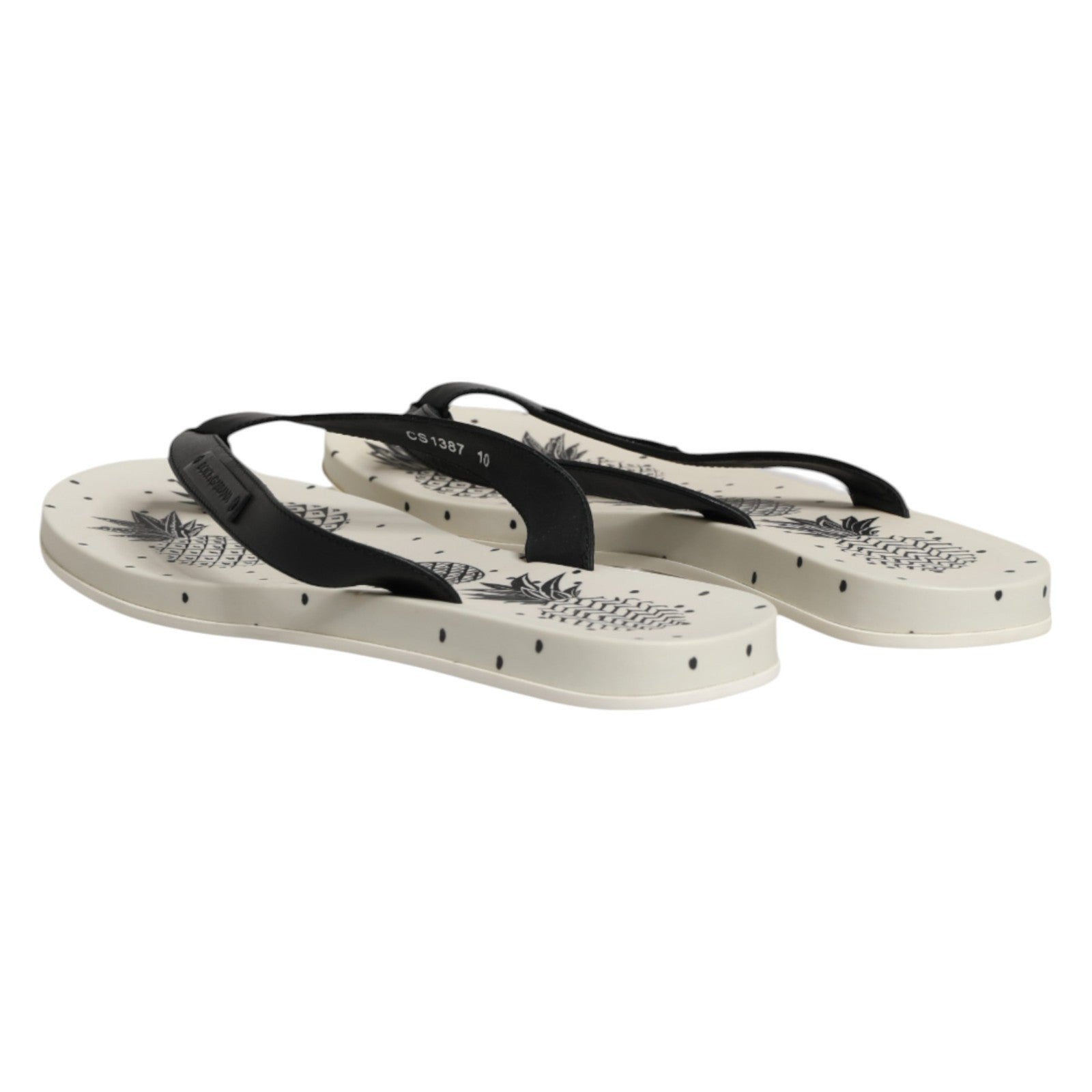 Dolce & Gabbana White Pineapple Print Slides Flip Flops Men's Shoes