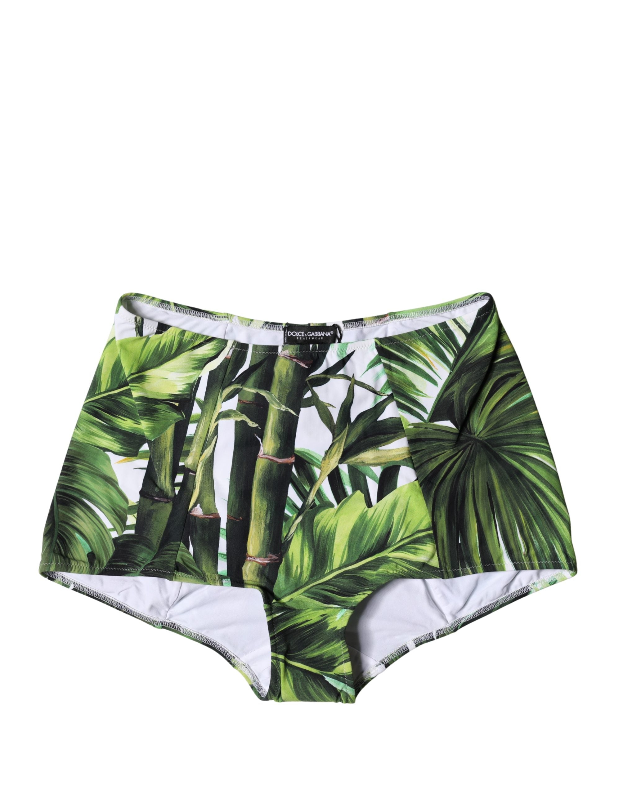 Dolce & Gabbana Green Leaf Print High-Waisted Girdle Women's Underwear