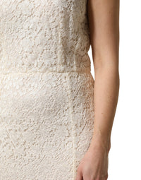 Dolce & Gabbana White Lace Viscose Sheath Long Gown Women's Dress