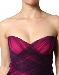 Dolce & Gabbana Pink Black Strapless Sheath Mermaid Women's Dress
