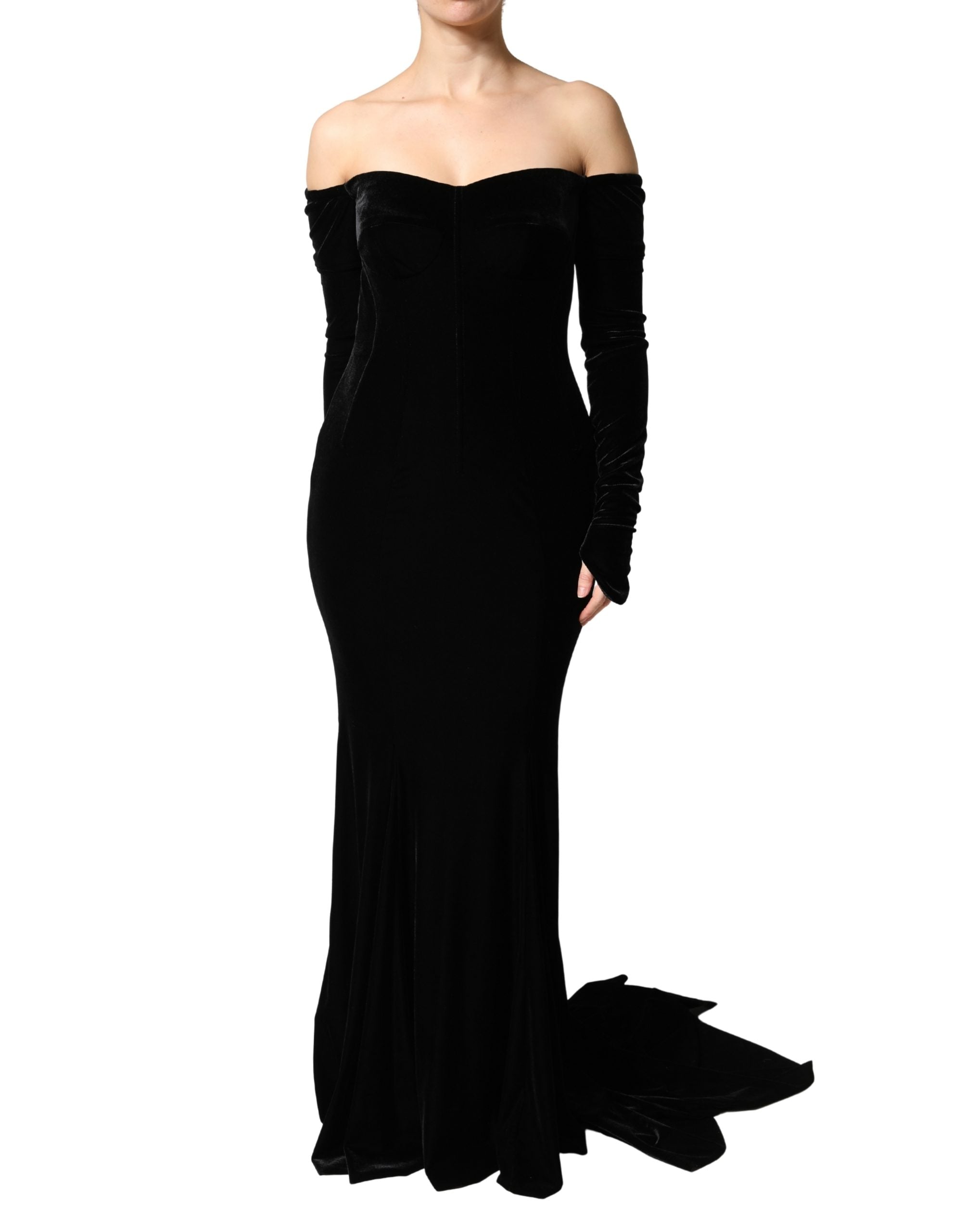 Dolce & Gabbana Dolce & Gabbana Black Off Shoulder Bodycon Long Gown Women's Dress