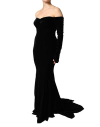 Dolce & Gabbana Dolce & Gabbana Black Off Shoulder Bodycon Long Gown Women's Dress