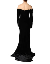 Dolce & Gabbana Dolce & Gabbana Black Off Shoulder Bodycon Long Gown Women's Dress