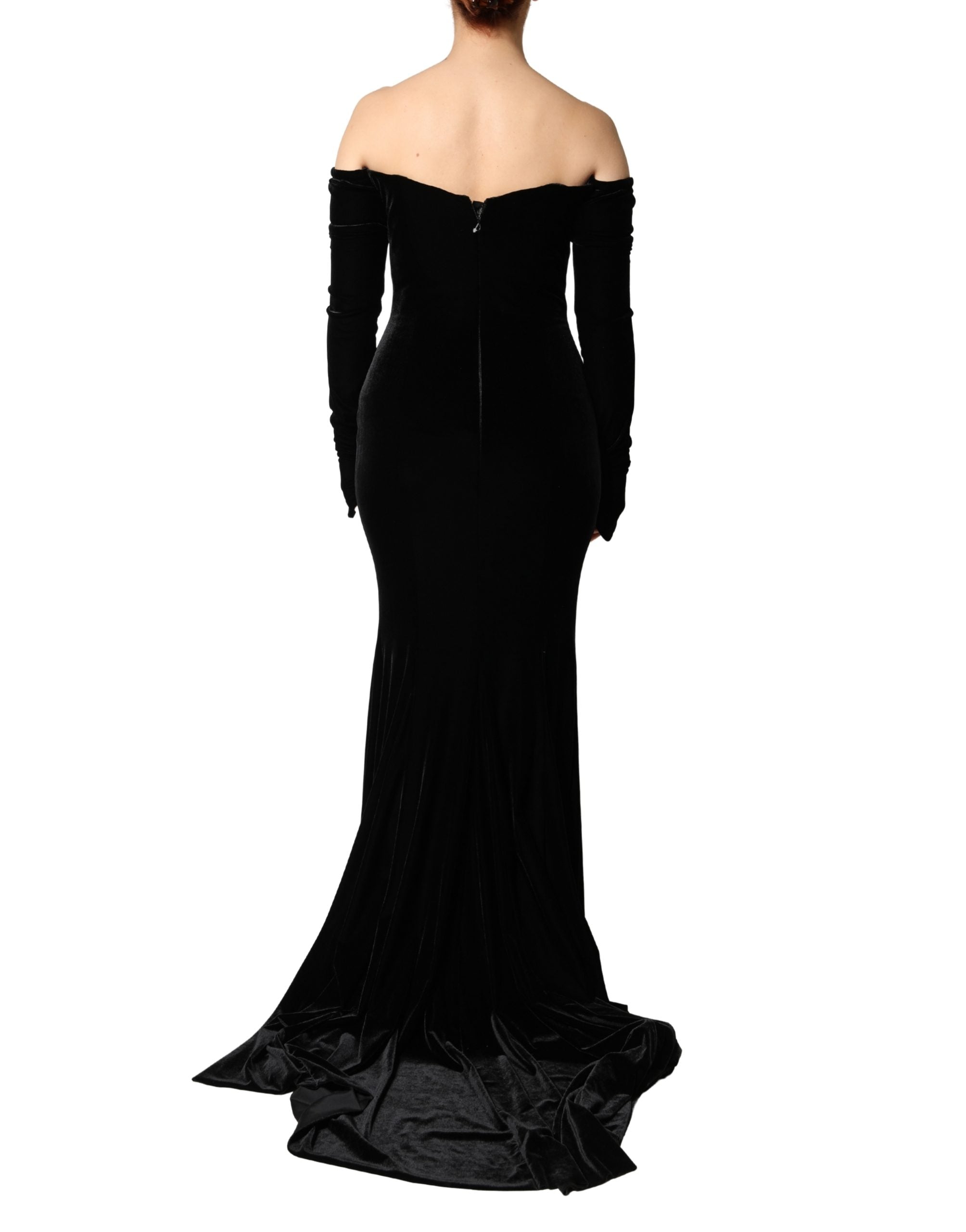 Dolce & Gabbana Dolce & Gabbana Black Off Shoulder Bodycon Long Gown Women's Dress