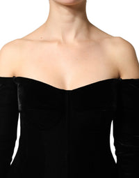 Dolce & Gabbana Dolce & Gabbana Black Off Shoulder Bodycon Long Gown Women's Dress