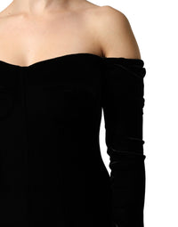 Dolce & Gabbana Dolce & Gabbana Black Off Shoulder Bodycon Long Gown Women's Dress