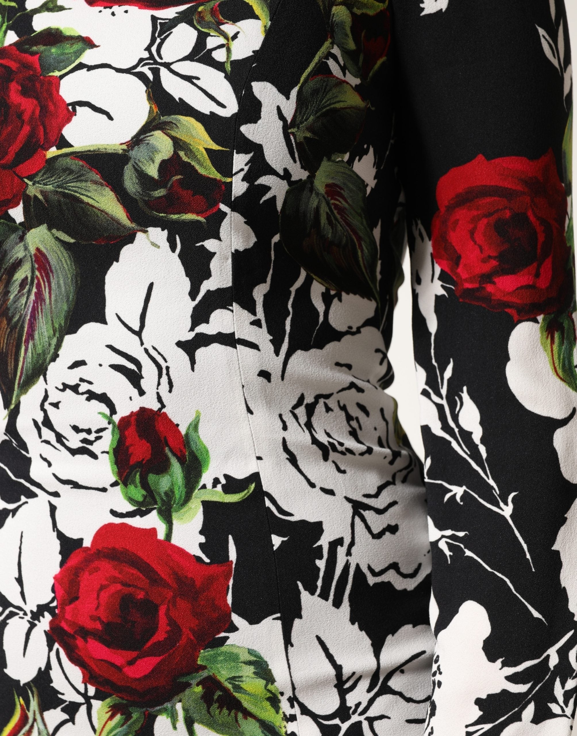 Dolce & Gabbana Black Floral Viscose Bodycon Long Gown Women's Dress