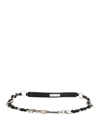 Dolce & Gabbana Dolce & Gabbana Black Leather Silver Chain Bag Accessory Shoulder Women's Strap