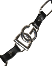 Dolce & Gabbana Dolce & Gabbana Black Leather Silver Chain Bag Accessory Shoulder Women's Strap