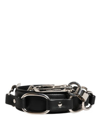 Dolce & Gabbana Dolce & Gabbana Black Leather Silver Chain Bag Accessory Shoulder Women's Strap