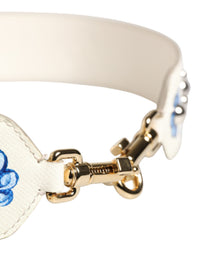 Dolce & Gabbana Dolce & Gabbana White Blue Floral Leather Stud Accessory Shoulder Women's Strap