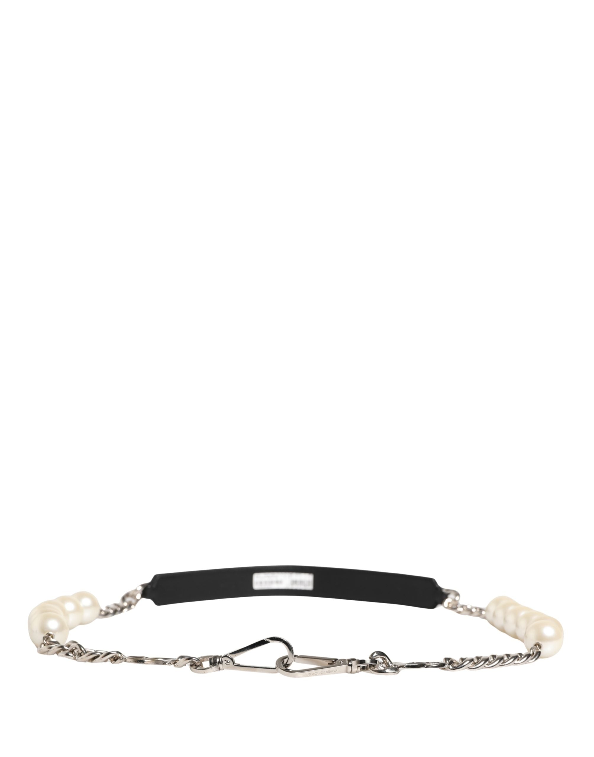 Dolce & Gabbana Dolce & Gabbana Black Leather Silver Chain Bag Accessory Shoulder Women's Strap