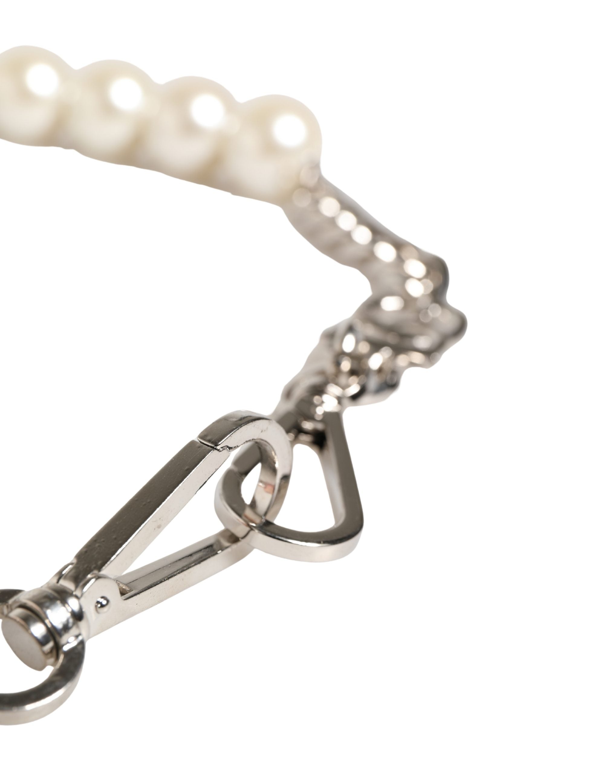 Dolce & Gabbana Dolce & Gabbana Black Leather Silver Chain Bag Accessory Shoulder Women's Strap