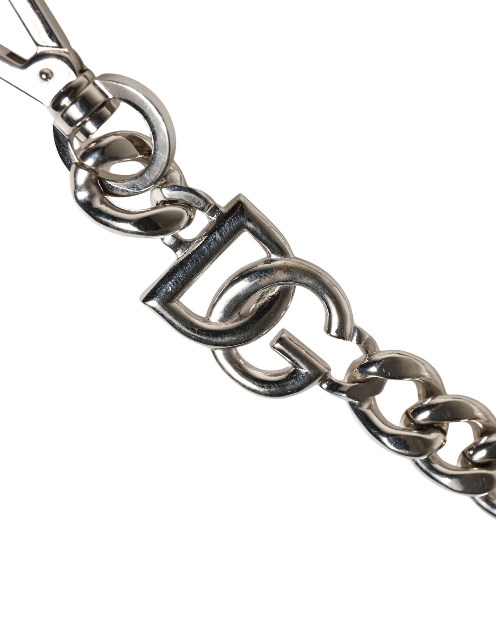 Dolce & Gabbana Dolce & Gabbana Black Leather Silver Chain Bag Accessory Shoulder Women's Strap