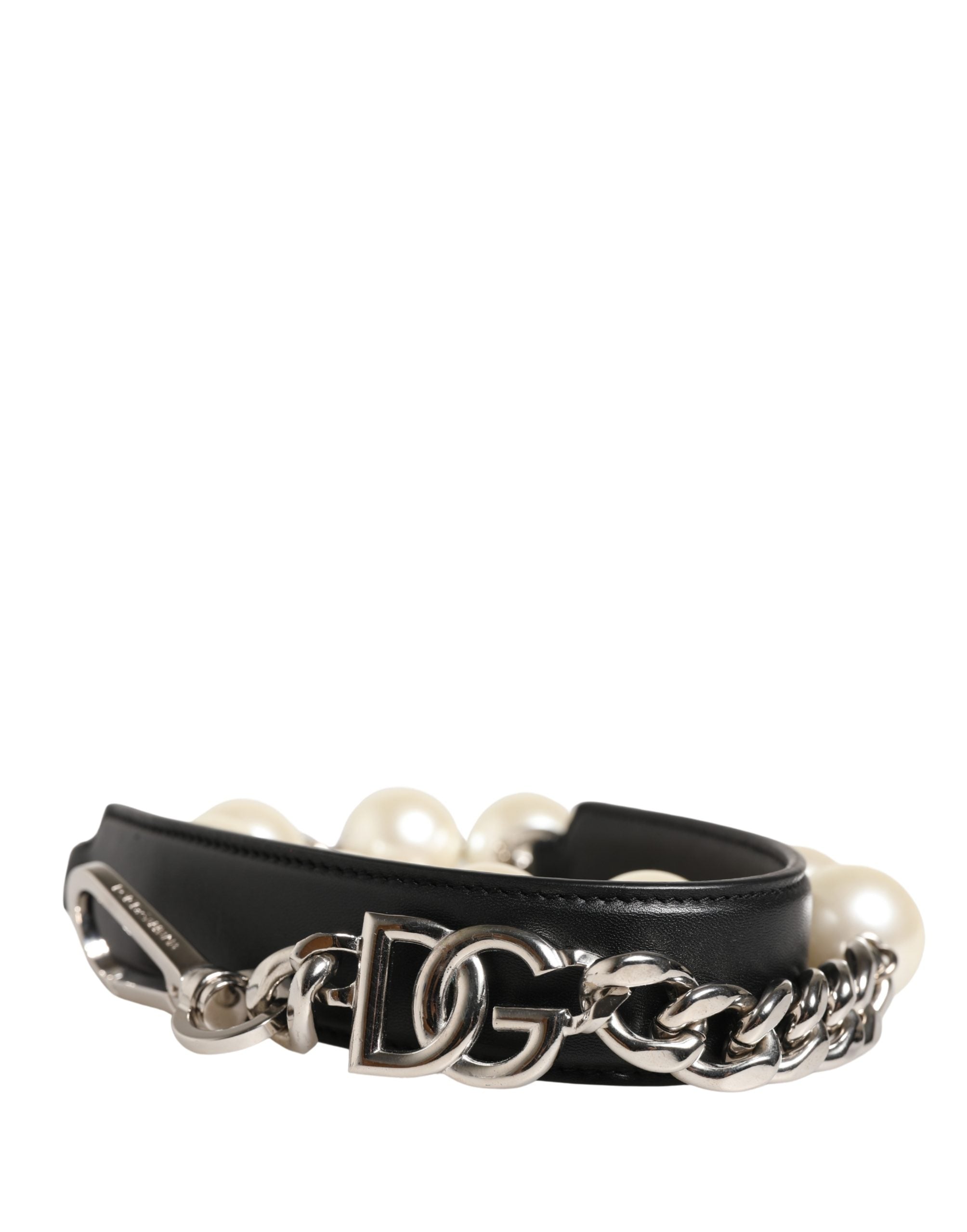 Dolce & Gabbana Dolce & Gabbana Black Leather Silver Chain Bag Accessory Shoulder Women's Strap