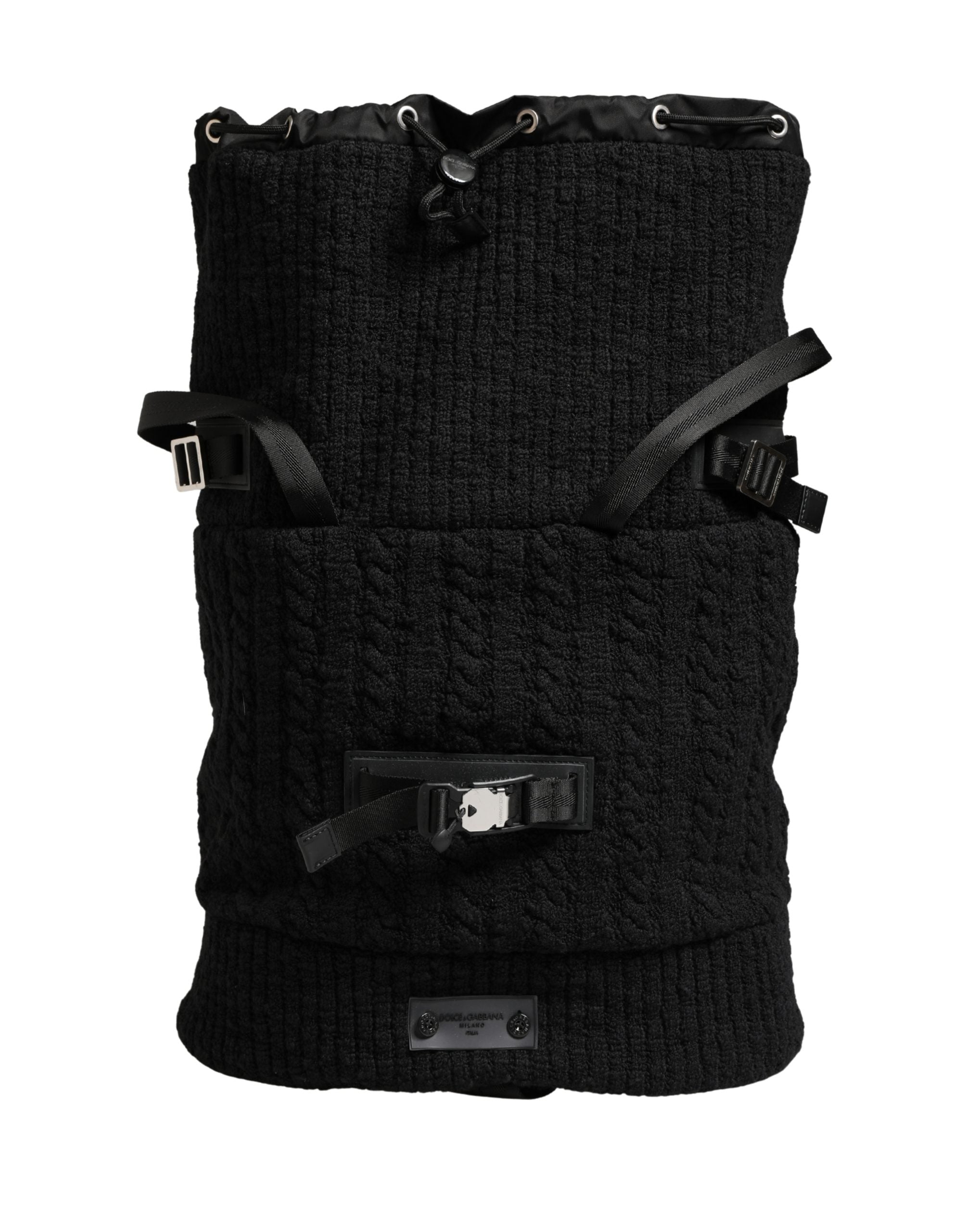 Dolce & Gabbana Dolce & Gabbana Black Tricot Wool Blend Duffel Backpack Travel Borse Men's Bag