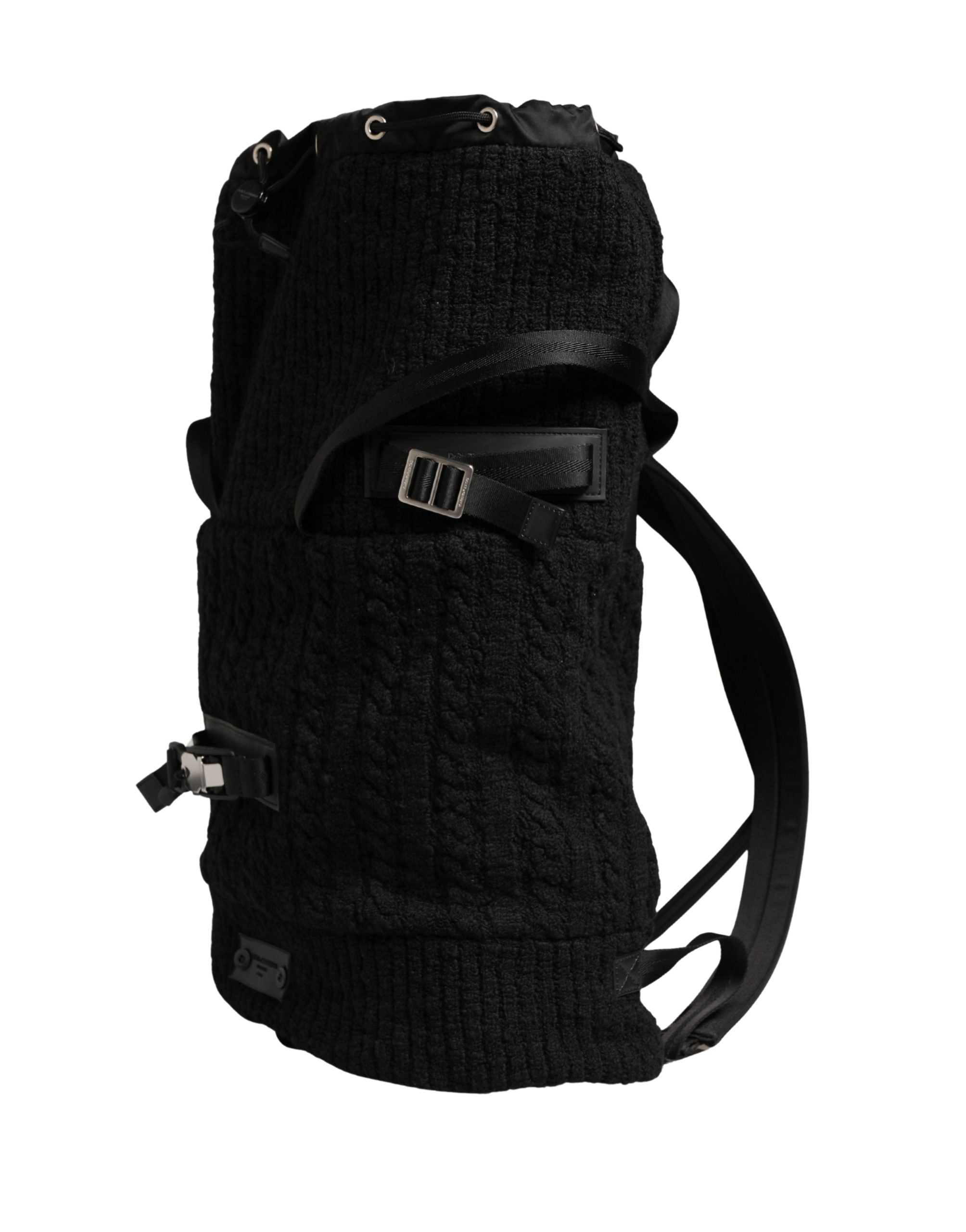 Dolce & Gabbana Dolce & Gabbana Black Tricot Wool Blend Duffel Backpack Travel Borse Men's Bag