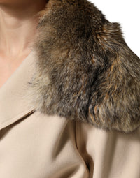 Dolce & Gabbana Brown Fur Shoulder Collar Neck Wrap Women's Scarf