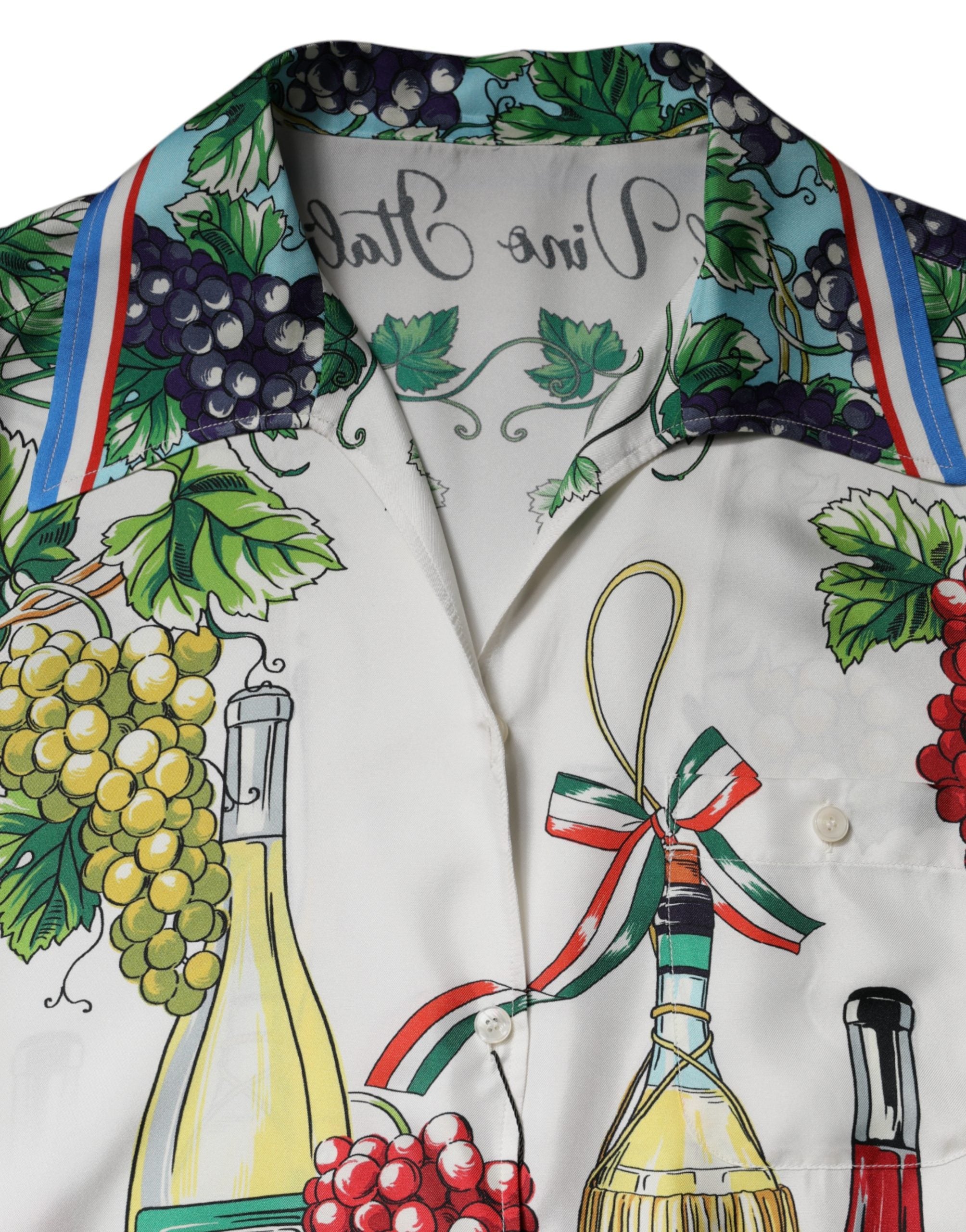 Dolce & Gabbana Multicolor Short Sleeve Silk Food Shirt Women's Top