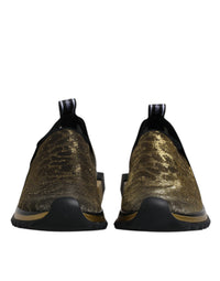 Dolce & Gabbana Gold Glitter Leopard Sorrento Sneakers Women's Shoes