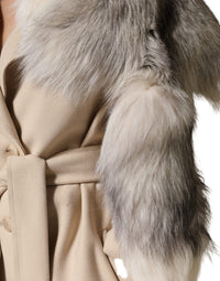 Dolce & Gabbana White Fox Fur Neck Wrap Warmer Winter Women's Scarf
