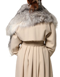 Dolce & Gabbana White Fox Fur Neck Wrap Warmer Winter Women's Scarf