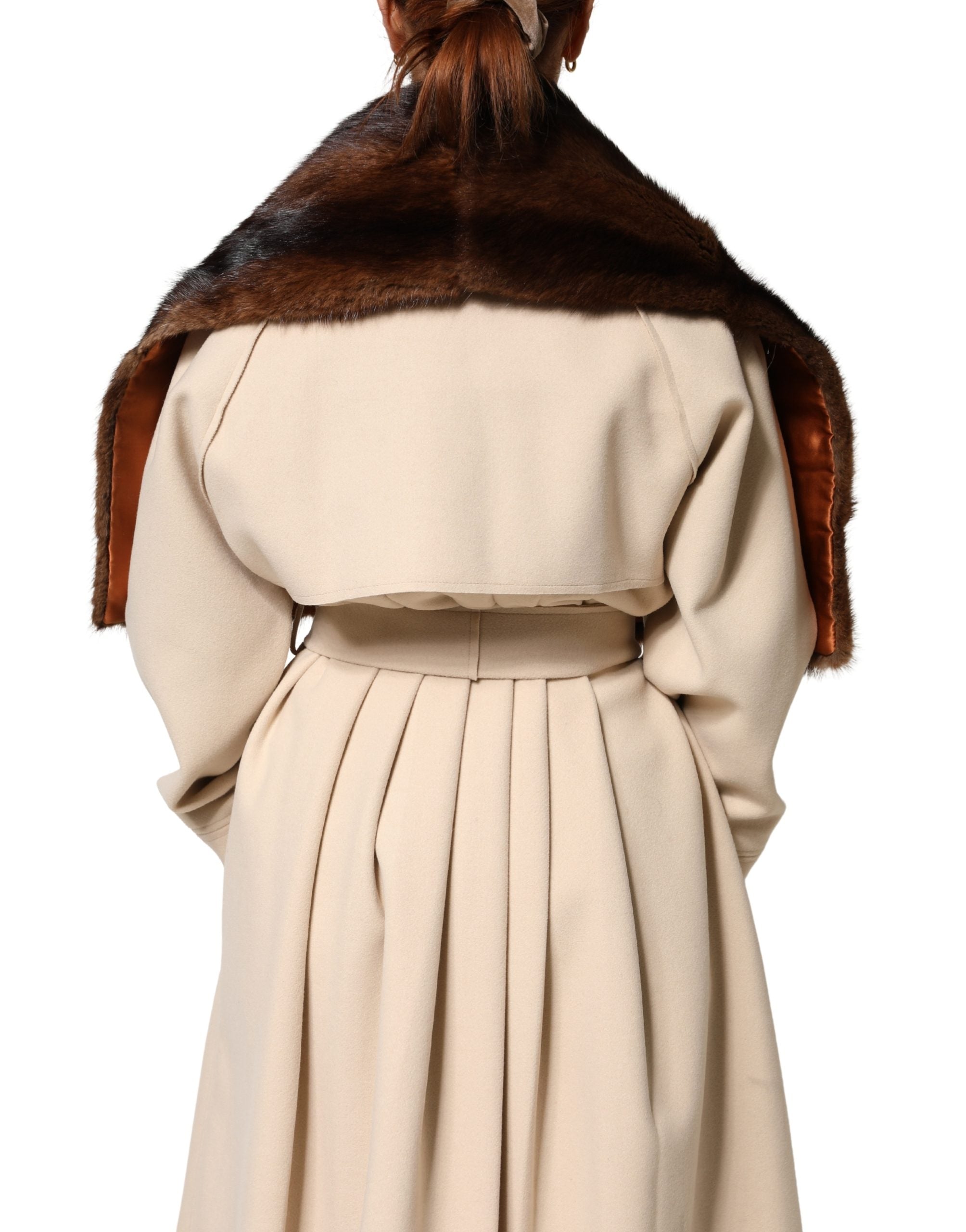 Dolce & Gabbana Black Brown Stripe Fur Shawl Wrap Women's Scarf