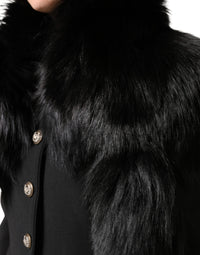 Dolce & Gabbana Black Fox Fur Neck Wrap Warmer Winter Women's Scarf