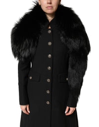 Dolce & Gabbana Black Fox Fur Neck Wrap Warmer Winter Women's Scarf