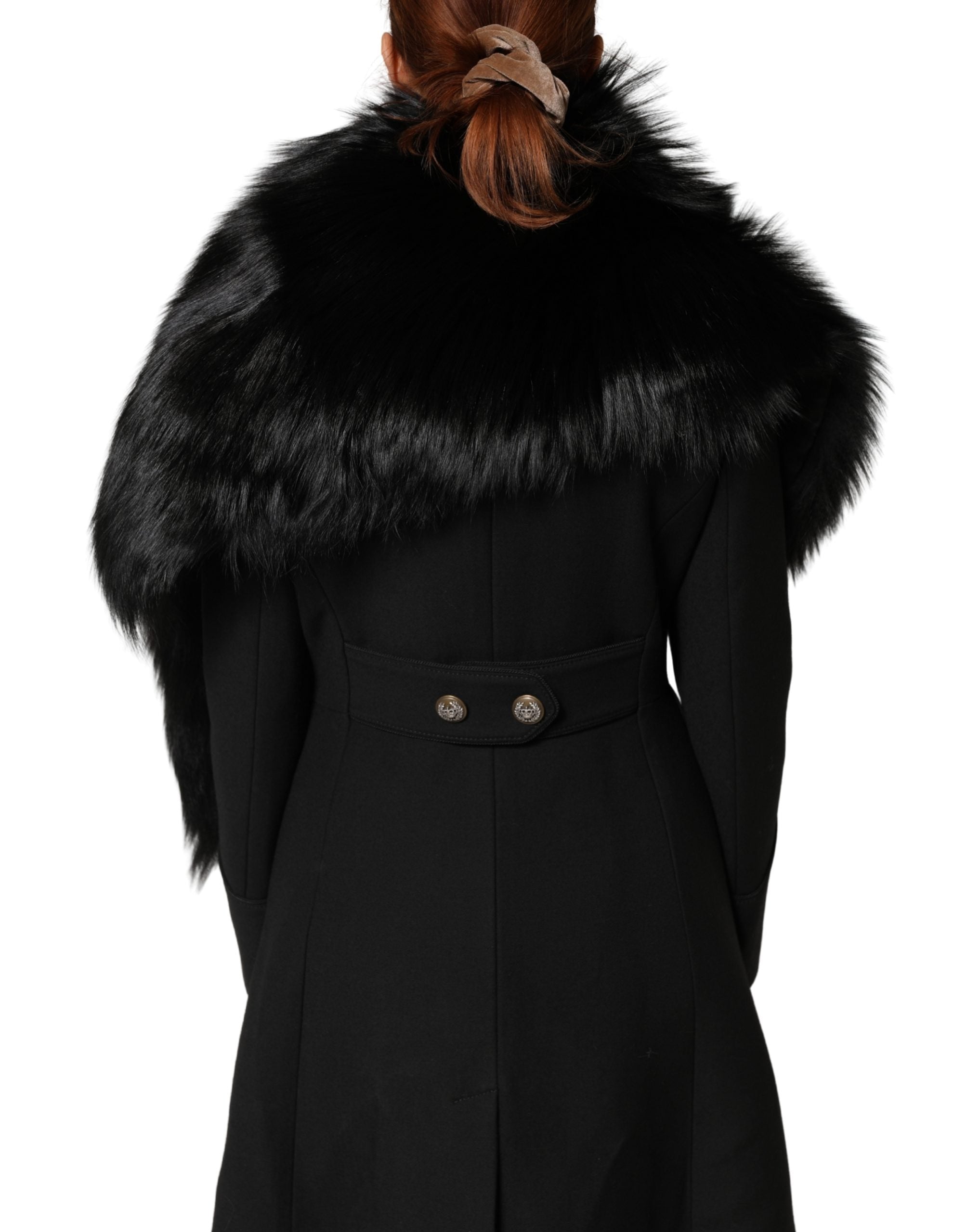 Dolce & Gabbana Black Fox Fur Neck Wrap Warmer Winter Women's Scarf