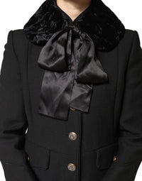 Dolce & Gabbana Black Lamb Fur Women Neck Warmer Winter Women's Scarf
