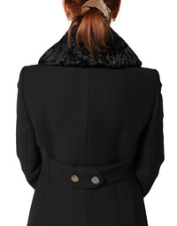 Dolce & Gabbana Black Lamb Fur Women Neck Warmer Winter Women's Scarf