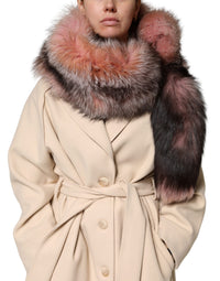 Dolce & Gabbana Pink Frost Fox Fur Neck Warmer Winter Women's Scarf