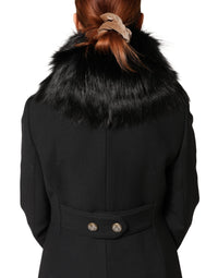 Dolce & Gabbana Black Fur Shoulder Collar Wrap Shawl Women's Scarf