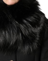 Dolce & Gabbana Black Fur Shoulder Collar Wrap Shawl Women's Scarf