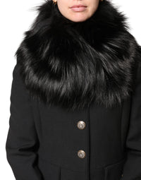 Dolce & Gabbana Black Fur Shoulder Collar Wrap Shawl Women's Scarf