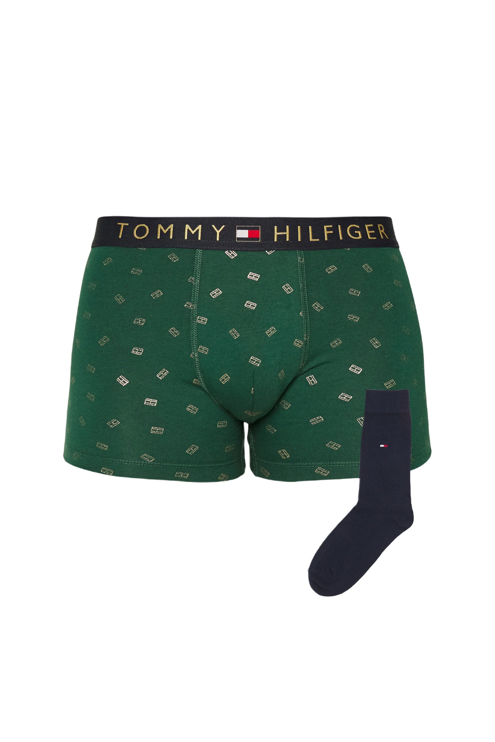 Tommy Hilfiger Mens Green Boxer Briefs with AllOver Logo Print