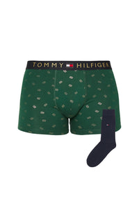 Tommy Hilfiger Mens Green Boxer Briefs with AllOver Logo Print