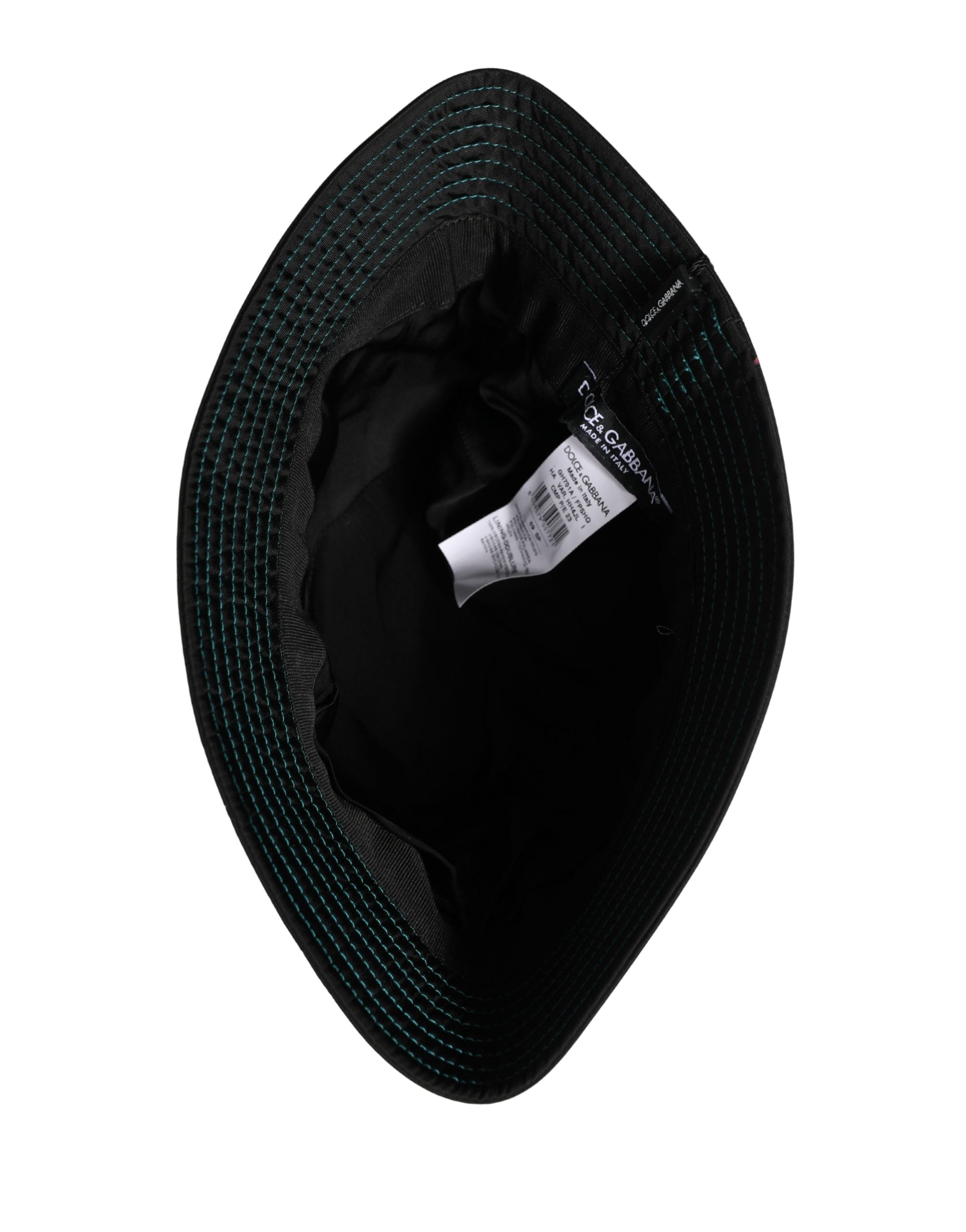 Dolce & Gabbana Men Black Floral Print Nylon Fisherman Cap Men's Hat