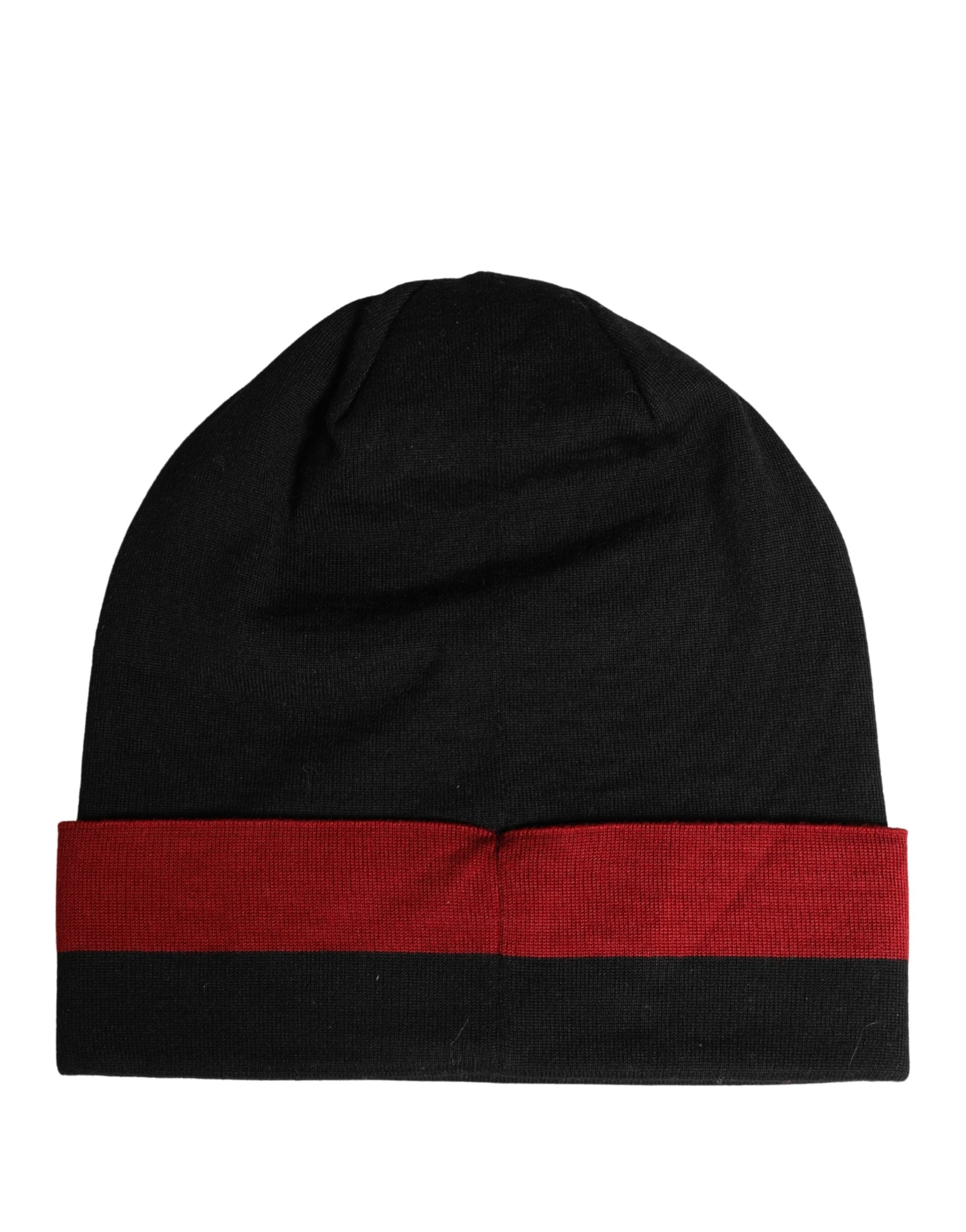 Dolce & Gabbana Black Cuffed \"I'M THE ONLY PRINCE ROYAL\" Beanie Men's Hat