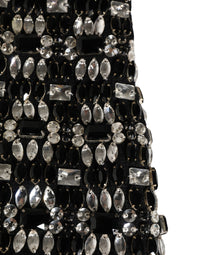 Dolce & Gabbana Black Wool Crystal Embellished Balaclava Women's Hat