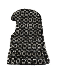 Dolce & Gabbana Black Wool Crystal Embellished Balaclava Women's Hat