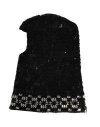 Dolce & Gabbana Black Wool Crystal Embellished Balaclava Women's Hat