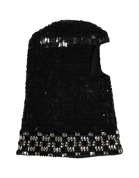 Dolce & Gabbana Black Wool Crystal Embellished Balaclava Women's Hat