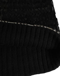Dolce & Gabbana Black Wool Crystal Embellished Balaclava Women's Hat