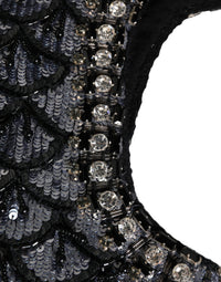 Dolce & Gabbana Black Wool Crystal Embellished Balaclava Women's Hat